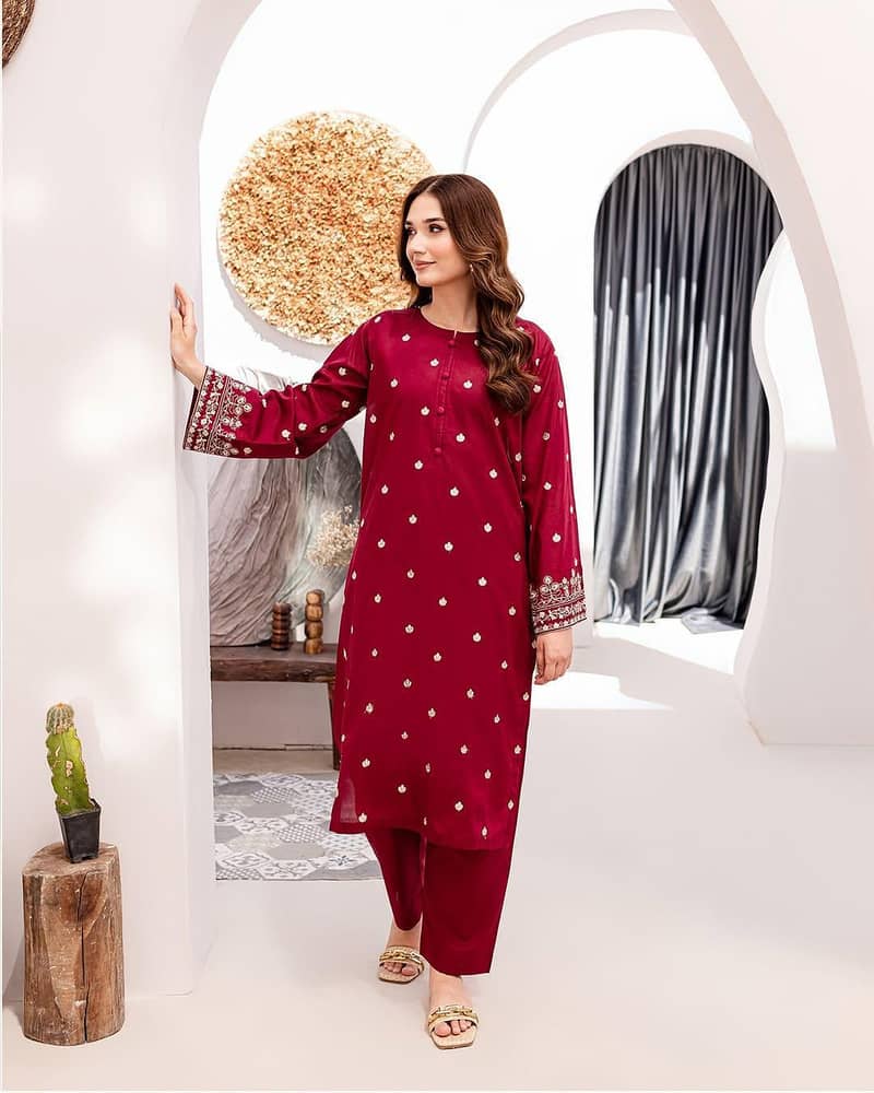 Classic Embroidered Lawn 2PC Suit – Premium Summer Outfit 15