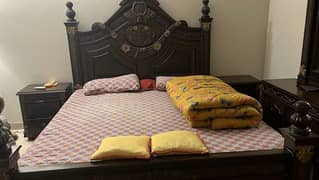 King Size Bed with Side Table and mirror