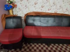 red sofa set