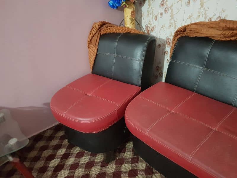 red sofa set 3