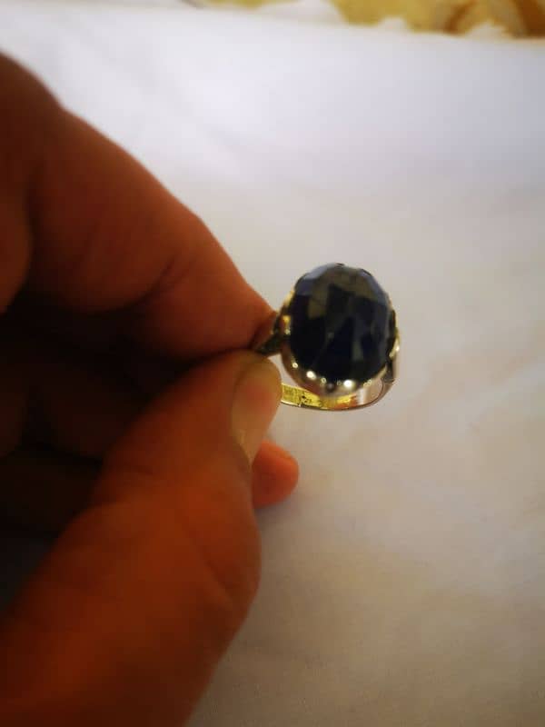 Precious sapphire stone in silver ring 2