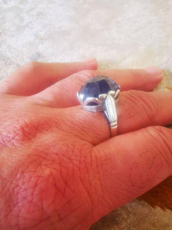 Precious sapphire stone in silver ring 4