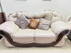 Pure leather pure wood sofa set