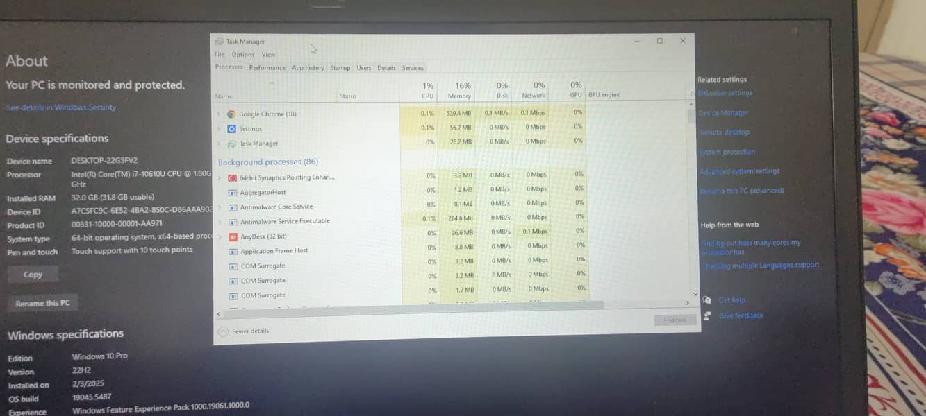 Lenovo Thinkpad laptop core i7 gen 10 1