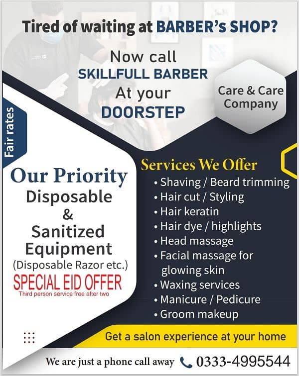 MEN GROOMING SERVICES AT HOME. SPECIAL discount 0