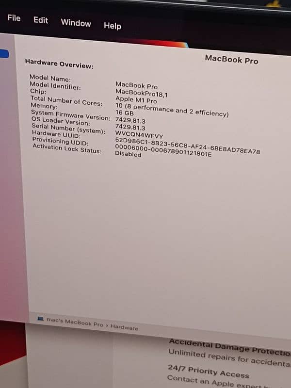 MACBOOK PRO M1 2021 16 INCH 16GB RAM 1TB SSD 8 CYCLE 100 HEALTH 4