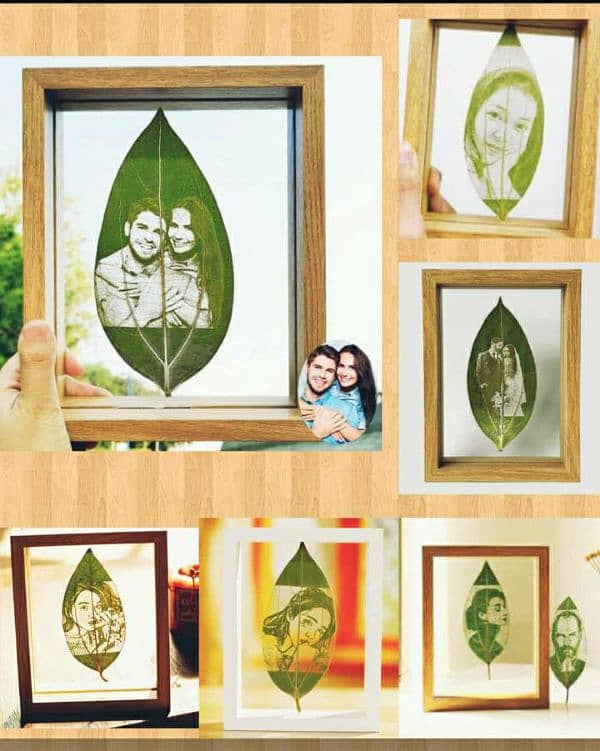 Customised leaf with premium frame | Engrave your picture on this leaf 1