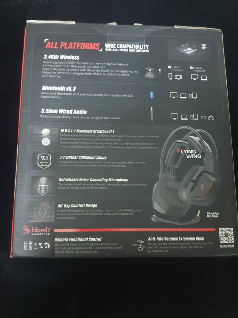 Bloody MR 575 Wireless Gaming Headphones (Headset) Bluetooth 7.1 9