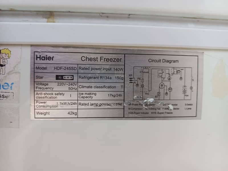 HAier D freezer Singel door 1(0306=4462/443) topclasset 8