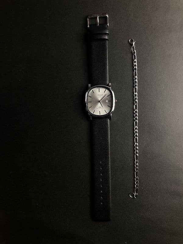 Tissot prx leather watch with box and free wrist Chain 2