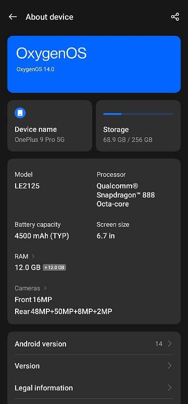 OnePlus 9 pro single sim 12/256 2