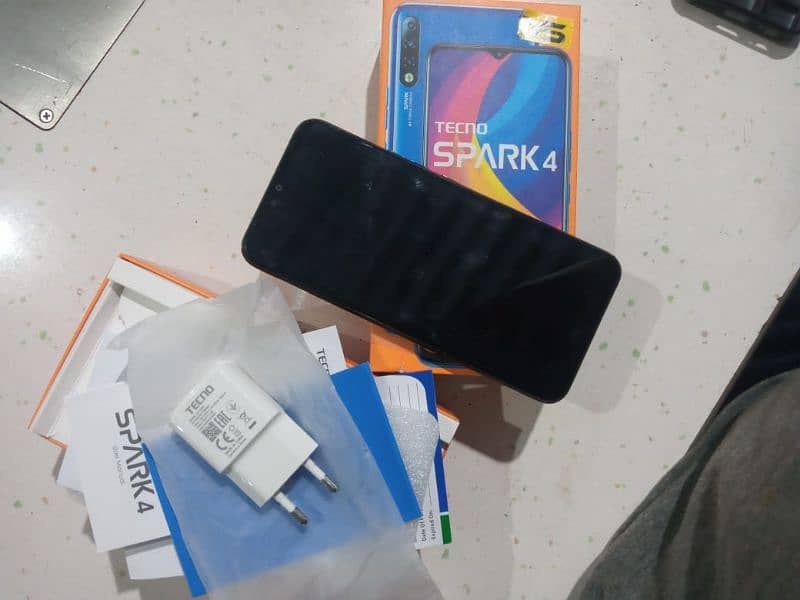 Tecno Spark 4 Complete Box Charger 1