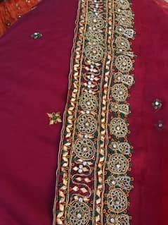 Eid /Shadi Red Dopatta Gold Border Suit