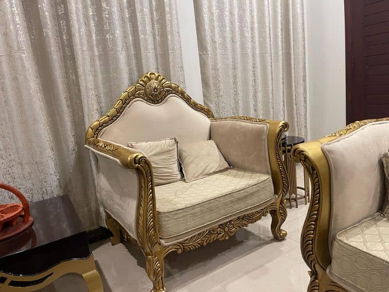 Sofa Set 7 Seat's Gold + tables 6