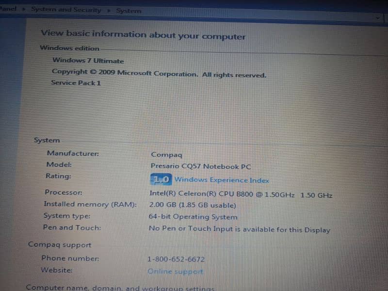 compaq laptop intel processor 2