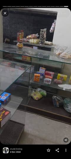 glass shelves counter