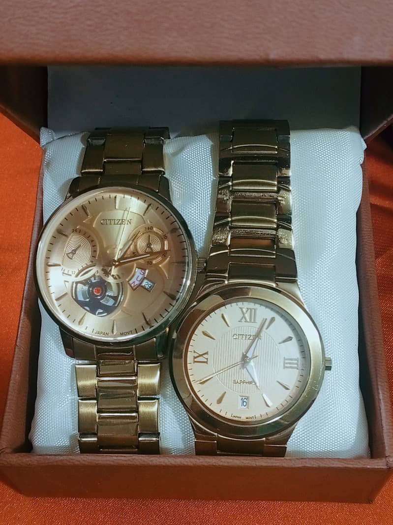 "2-Day Deal: 2 Citizen Watches – Gold Tone, PKR 12,500!" 3