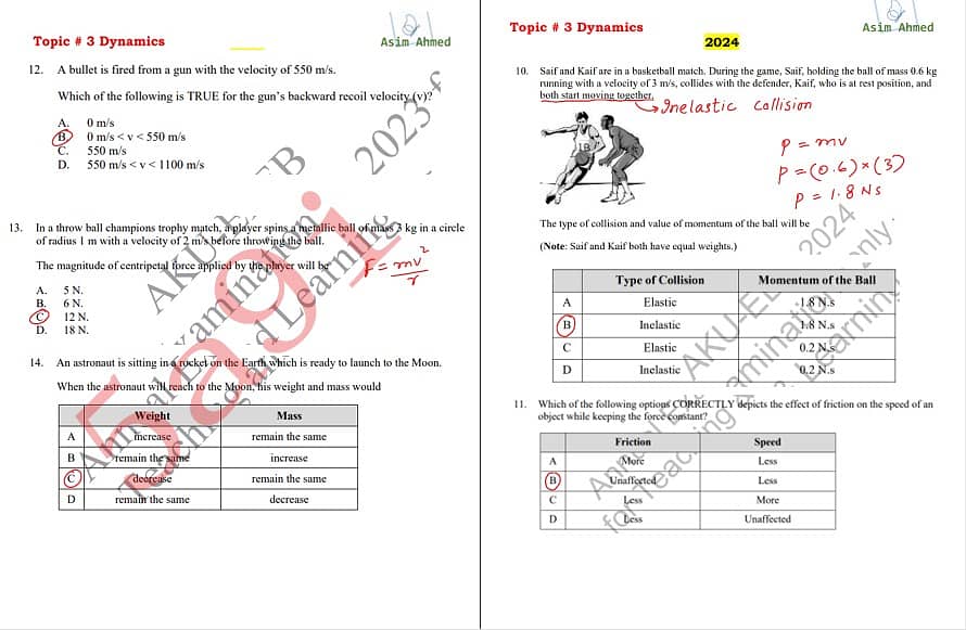 AKU-EB  TOPICAL SOLVED PAST PAPERS RESOUCE-IX PHYSICS 5