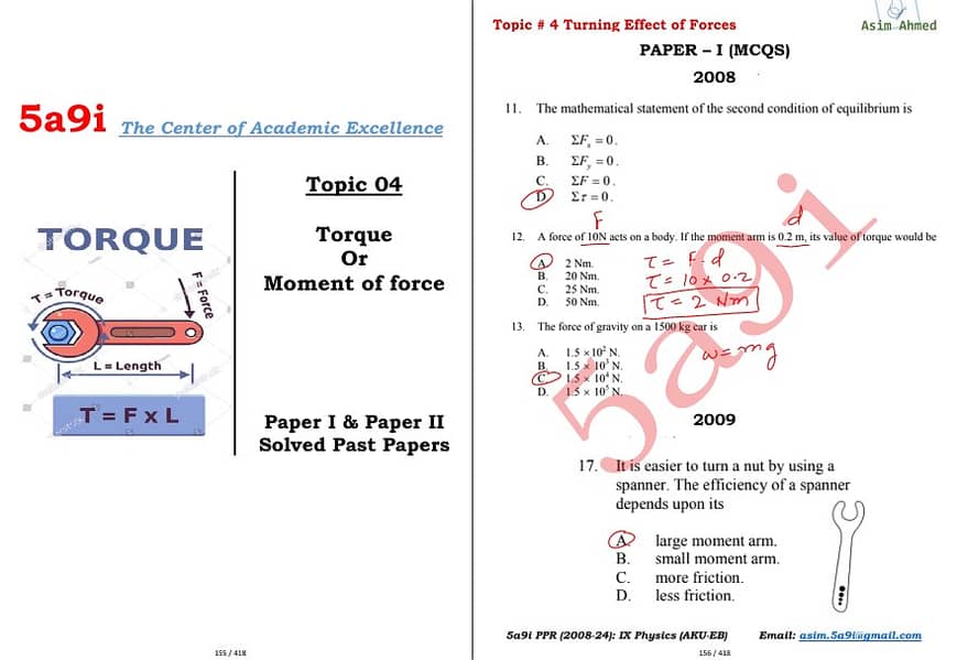 AKU-EB  TOPICAL SOLVED PAST PAPERS RESOUCE-IX PHYSICS 6