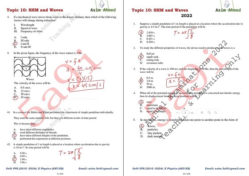 AKU-EB TOPICAL SOLVED PAST PAPERS RESOURCE-X PHYSICS 2