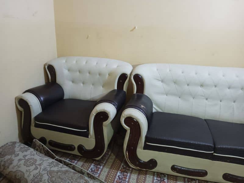 5 seater sofa set , carpet 12 × 13 and glass table 1