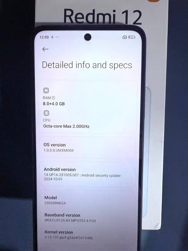 Redmi 12 8+4gb/128 PTA approved condition neo 2