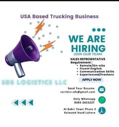 Hiring Fresher and Experienced Slaes agent for Truck Dispatch Campaign