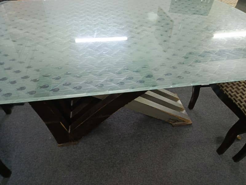 Budget Dining Table with tempered glass and 6 chairs 0