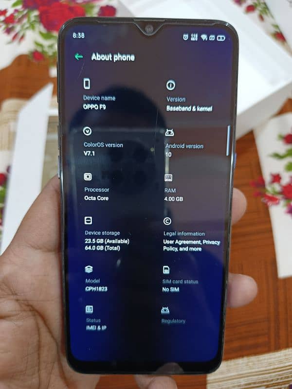 oppo F9 4/64 GB complet saman with vooc fast charger 10