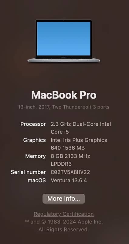 Macbook Pro 13 inch, 2017. 1