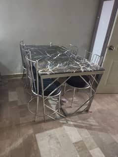 stanles steel dining tebele 6 chair 10/10 condition urgent seel