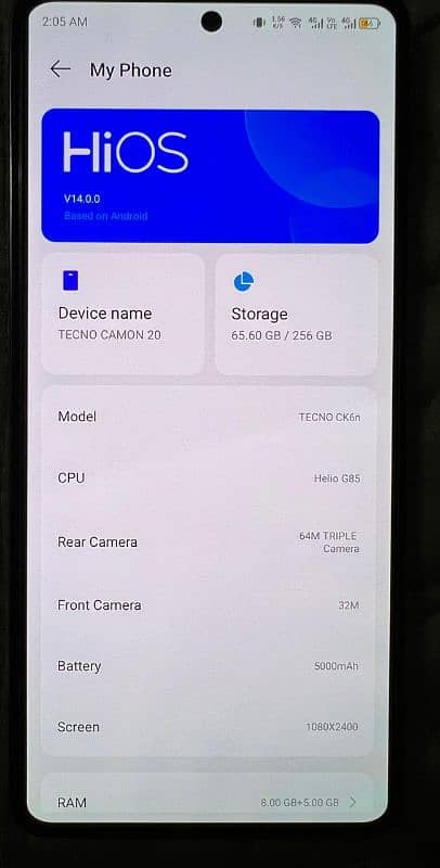 TECNO CAMON 20 8/256 gb PTA APV 4