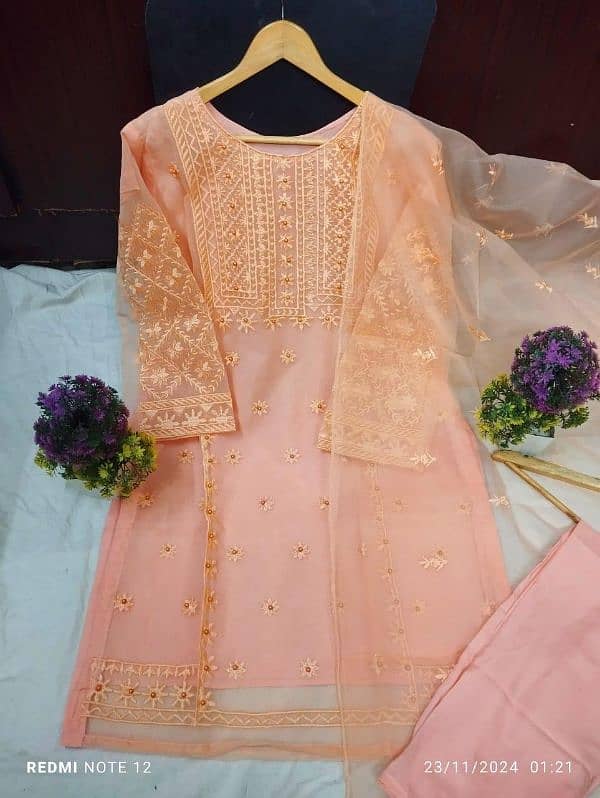 3 Pcs Women's Stitched Embroidered Suit 1