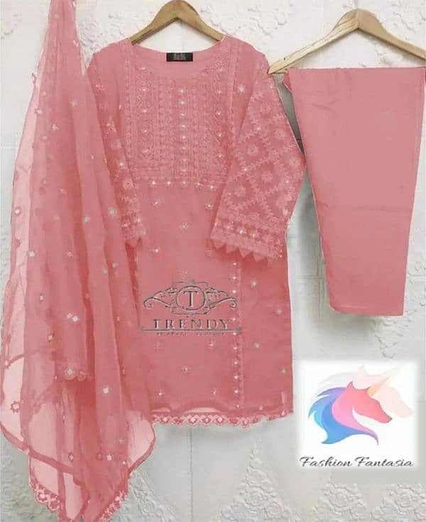 3 Pcs Women's Stitched Embroidered Suit 3