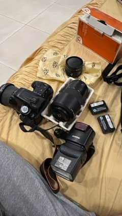 sony a300 with 2 extra lens and flash