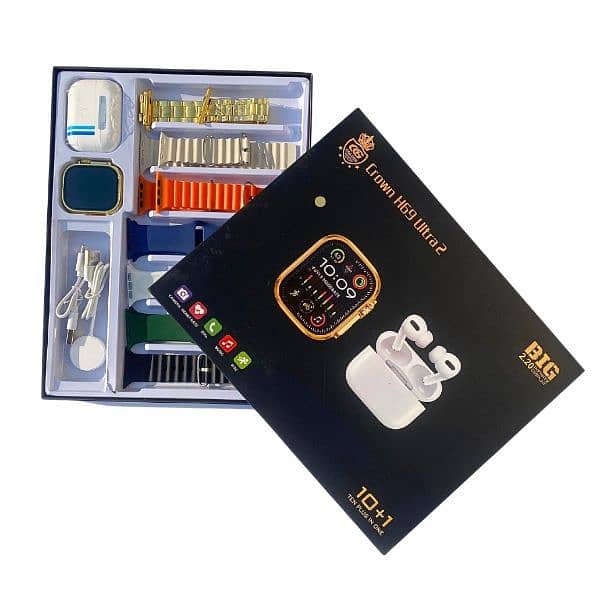 H69 ULTRA WITH EARBUDS SMARTWATCH GOLD EDITION 0