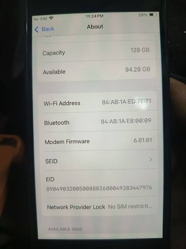 I phone se 2020 memory 128gb non pta 8