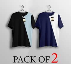 2 Pcs men's Stitched Plain T-Shirt