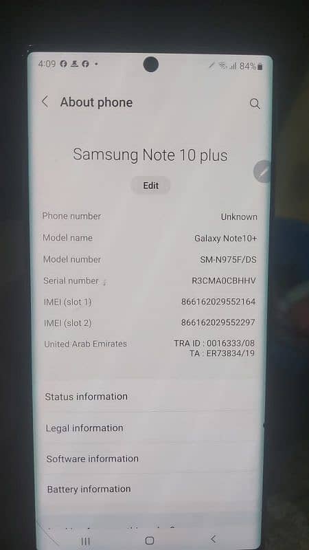 Note 10 plus 12 gb with 256 4