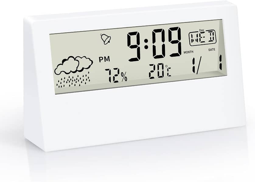 Digital Alarm Clock, Transparent LCD Display with Indoor Temperature, 0