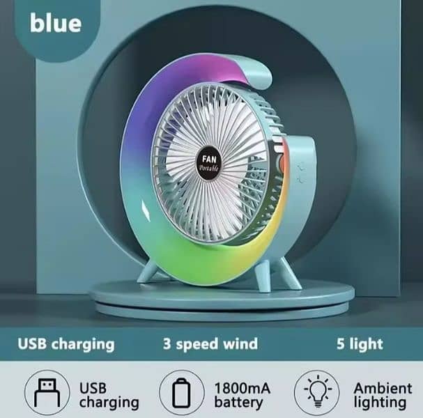 Mini RGB Fan Size 10 inch 1800 mAh Battery Best quality 0