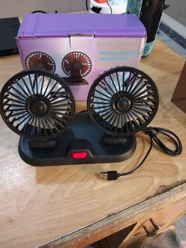 Dual Head Car Fan - Silent Cooling with 360° Rotation 1