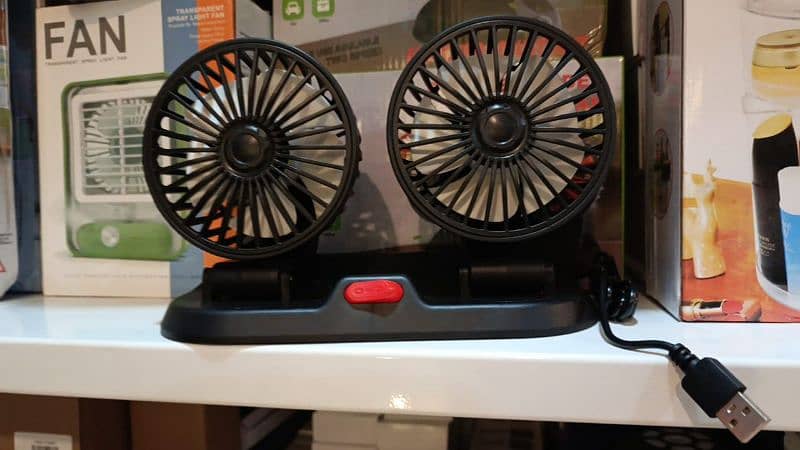 Dual Head Car Fan - Silent Cooling with 360° Rotation 2