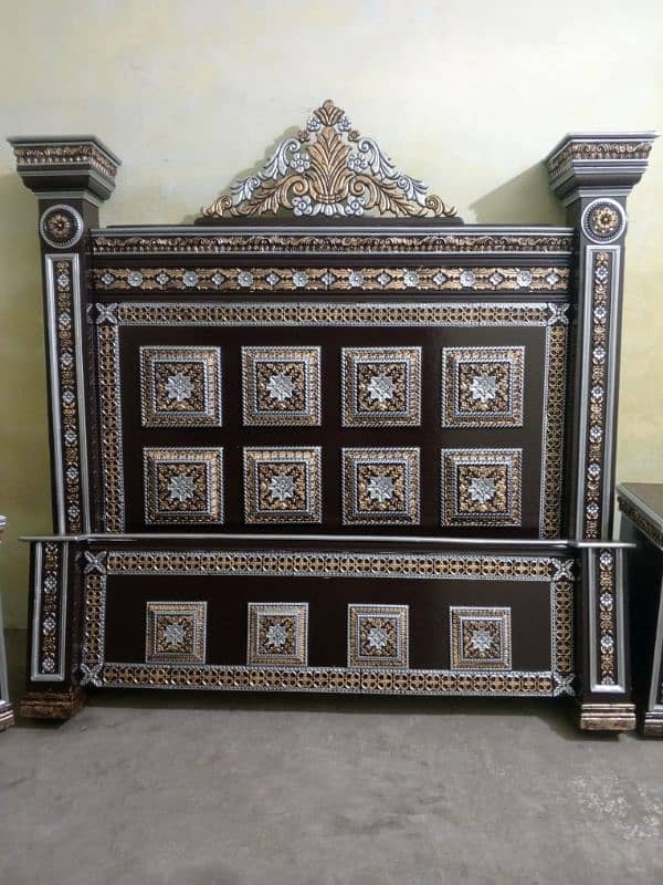 complete bed set brand new solid wooden furniture for sale in Lahore 5