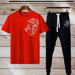 Men's Printed Polyester Tracksuit -2 pcs in red(Free Home Delivery)