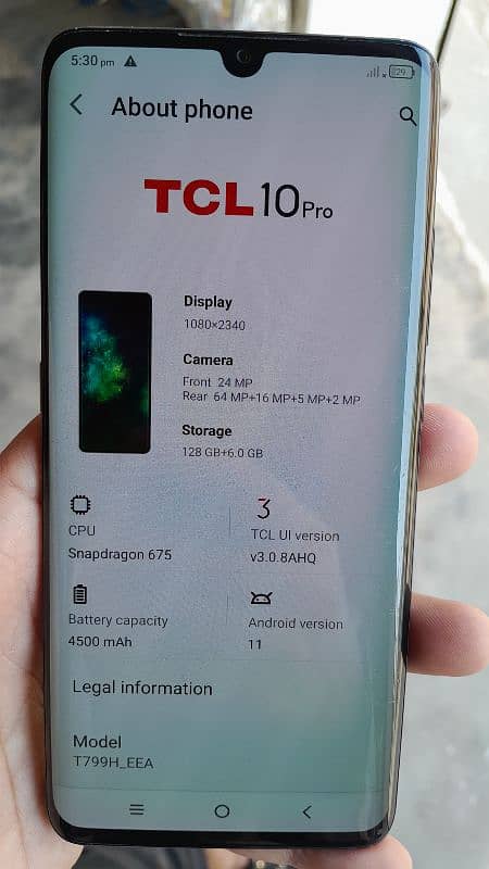 TCL 10 pro up for sell. Dual Sims Non PTA. 6gbs+128gbs 6