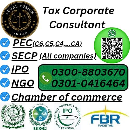 Tax Registration  Servies , FBR , SECP , NGO , PRP , NTN  Registration 5