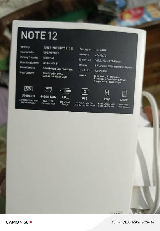 Infinix note 12. . . RAM 6+5 Storage 128GB 6