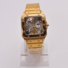 Luxury Square Dial Gold Automatic Watch – Skeleton Mechanical Timepie