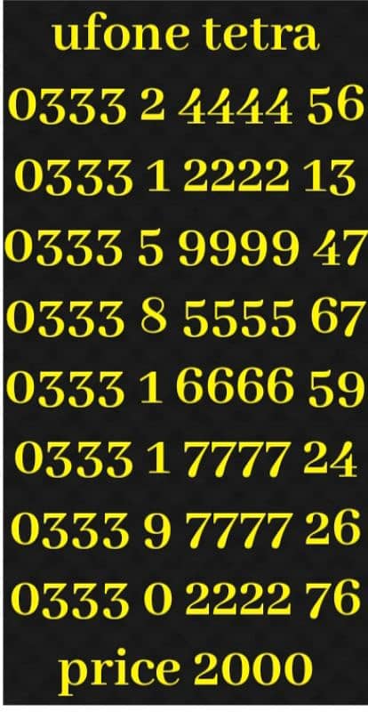 ufone golden numbers 0